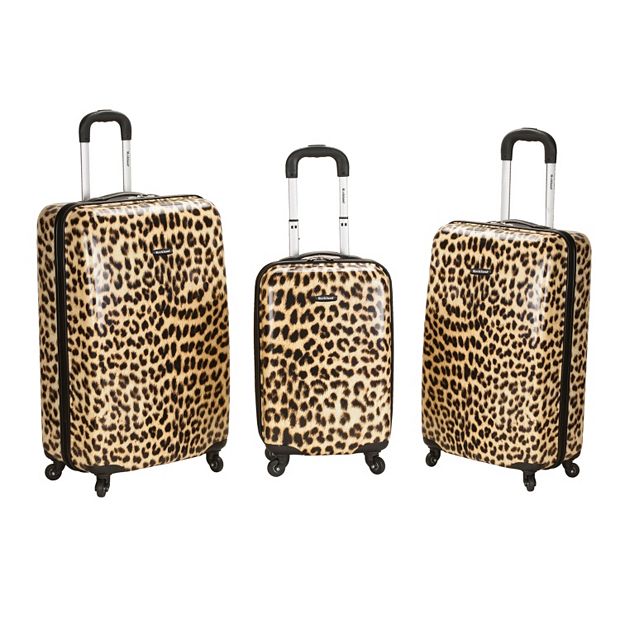 豪華天然ルースセット 2653 Rockland 3-Piece Leopard Hardside Spinner Luggage Set