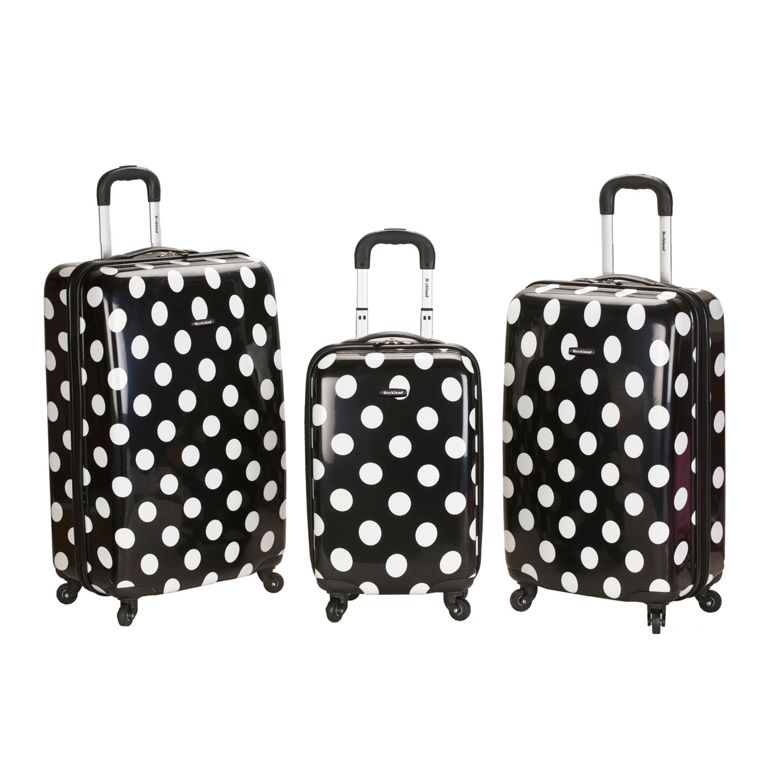 black and white polka dot suitcase