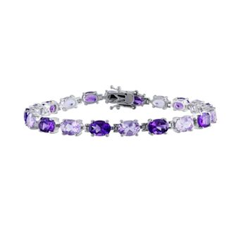 Stella Grace Sterling Silver Amethyst and Rose de France Bracelet