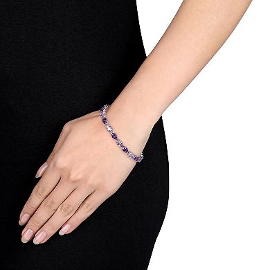 Stella Grace Sterling Silver Amethyst and Rose de France Bracelet