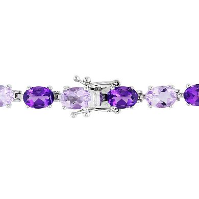 Stella Grace Sterling Silver Amethyst and Rose de France Bracelet