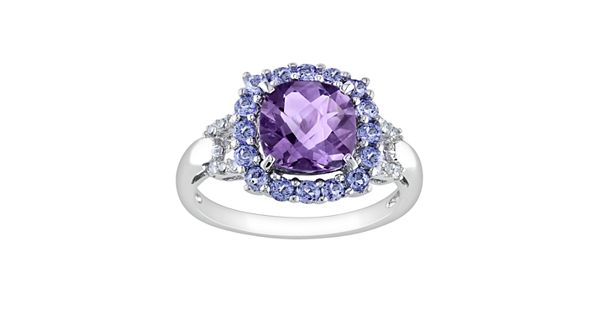 2.53 Carat Genuine Amethyst and Tanzanite .925 Sterling Silver Ring main image 0