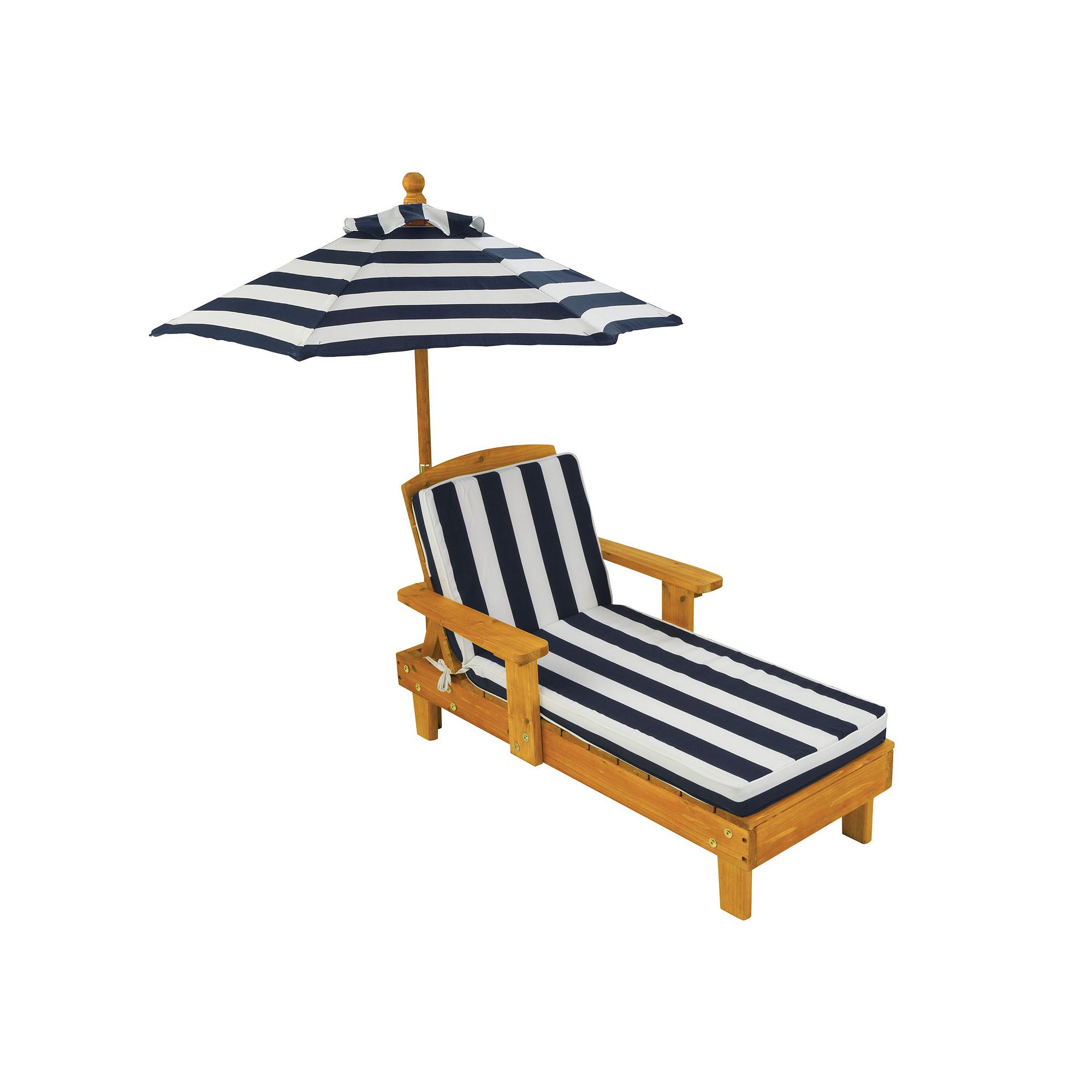 KidKraft Striped Outdoor Chaise & Umbrella Set, Blue