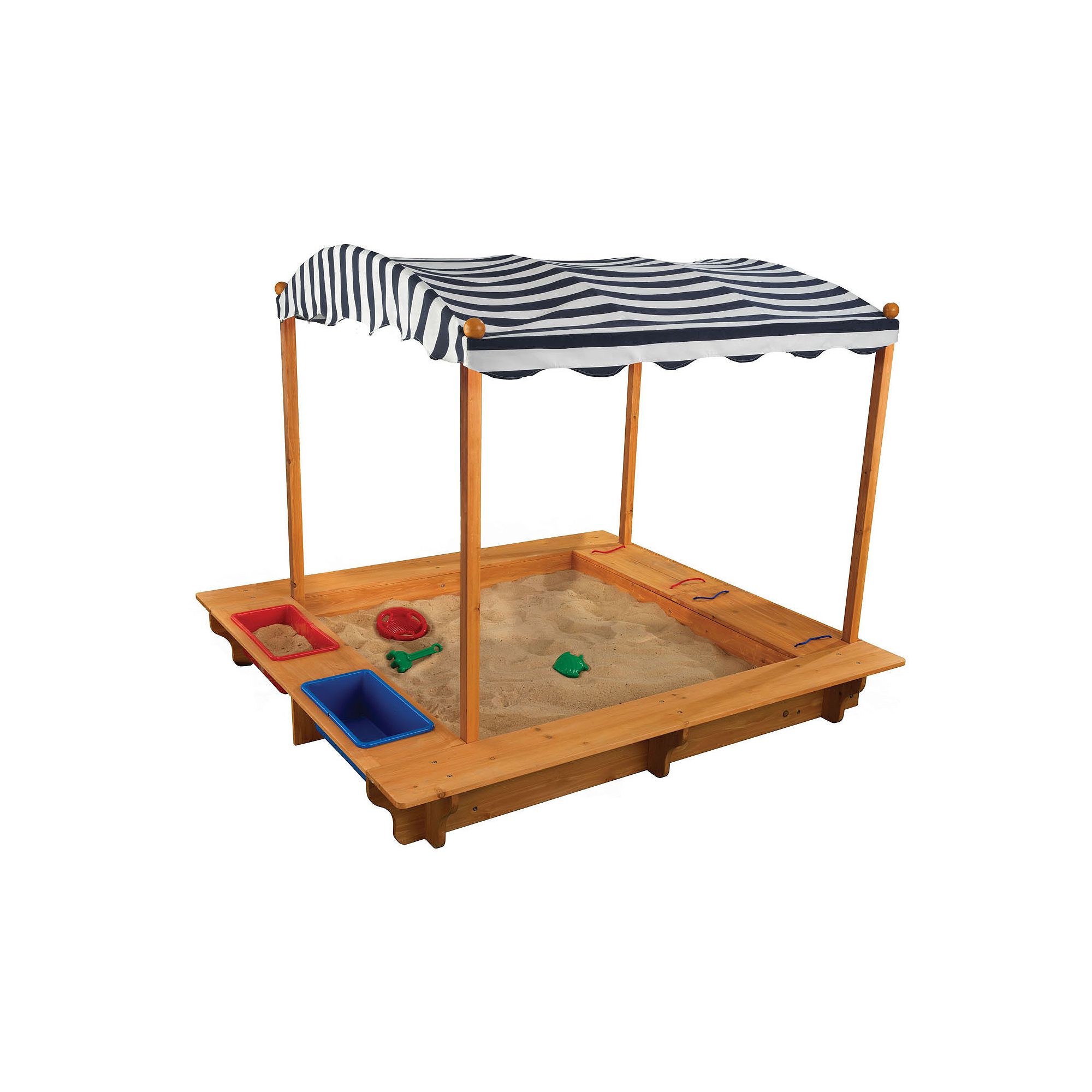 KidKraft Outdoor Sandbox & Striped Canopy Set, Blue