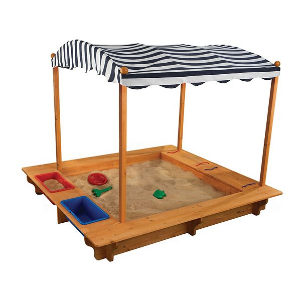 KidKraft Outdoor Sandbox & Striped Canopy Set