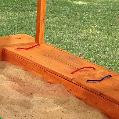 KidKraft Outdoor Sandbox and Striped Canopy Set