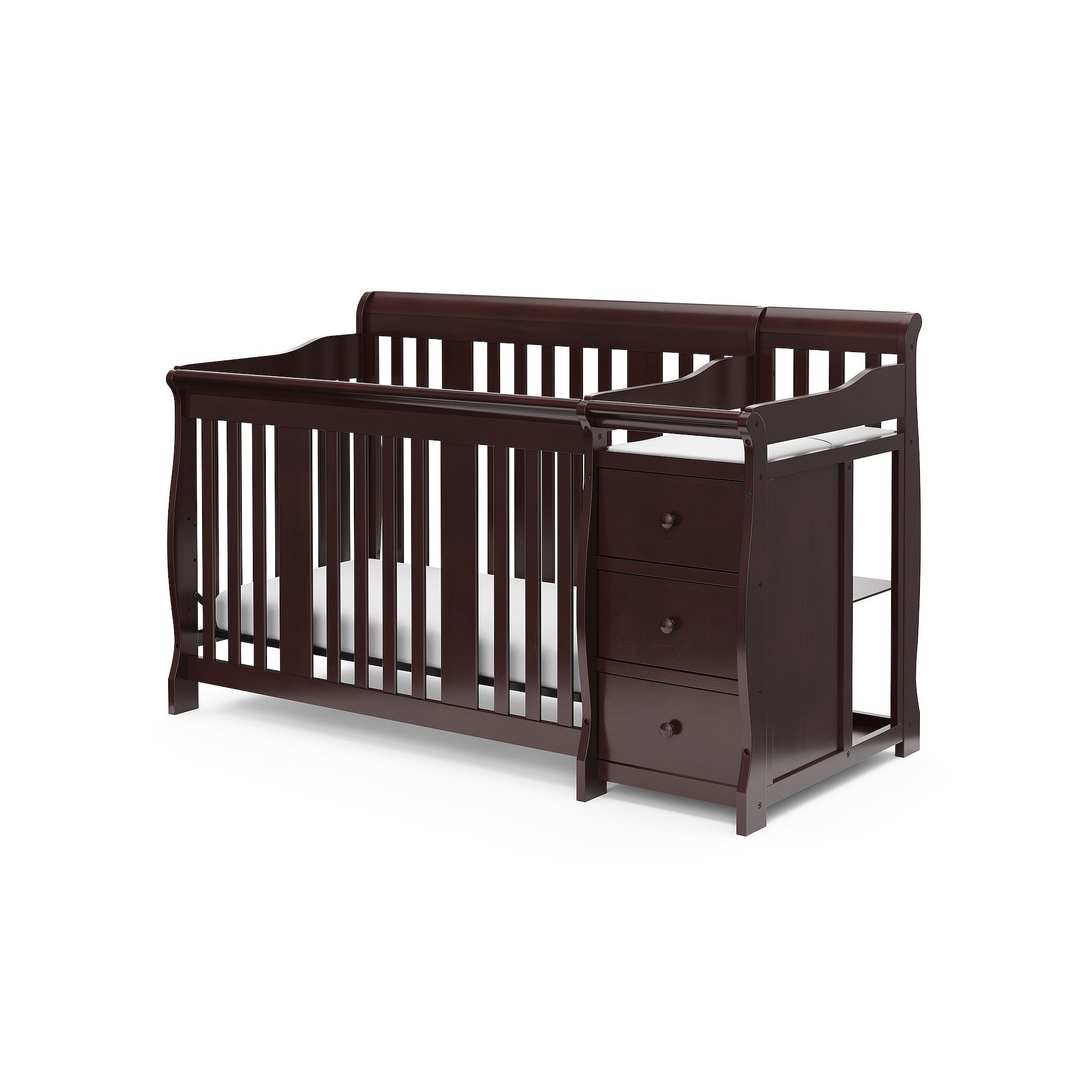 Storkcraft Portofino 4-in-1 Fixed Side Convertible Crib Changer, Brown