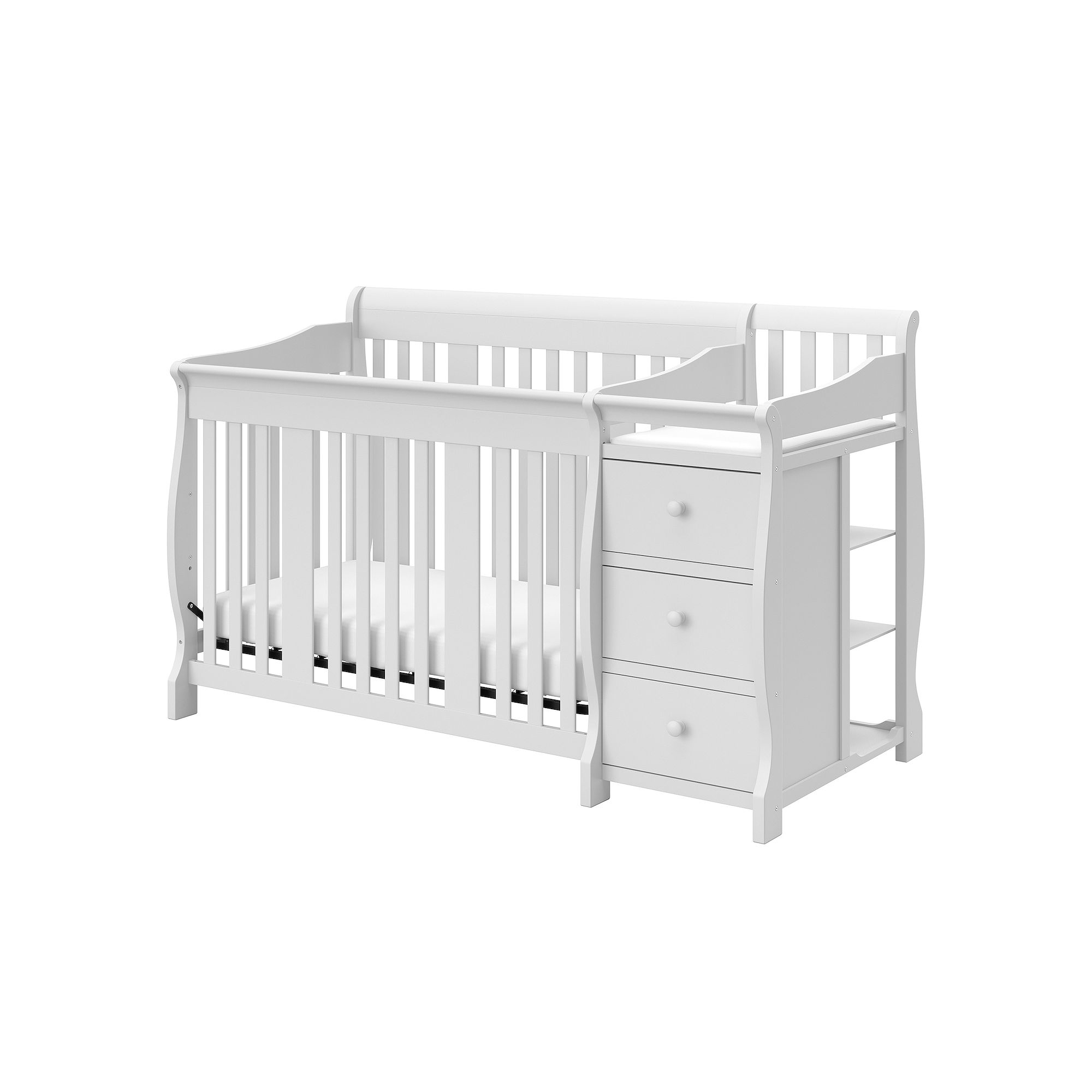 Storkcraft Portofino 4-in-1 Fixed Side Convertible Crib Changer, White