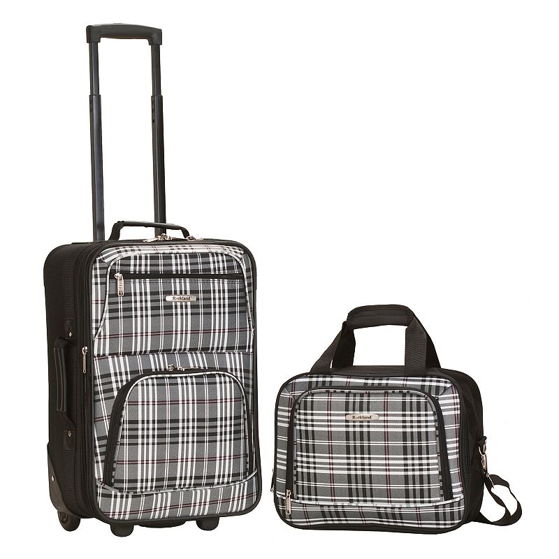 Rockland Print 2-Piece Luggage Set, Black Cross