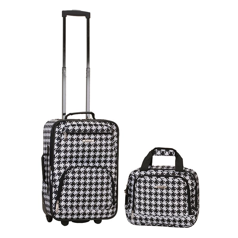 Rockland Print 2-Piece Luggage Set, Black, 2 Pc Set
