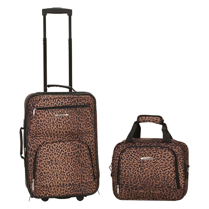 Rockland Print 2-Piece Luggage Set, Brown, 2 Pc Set