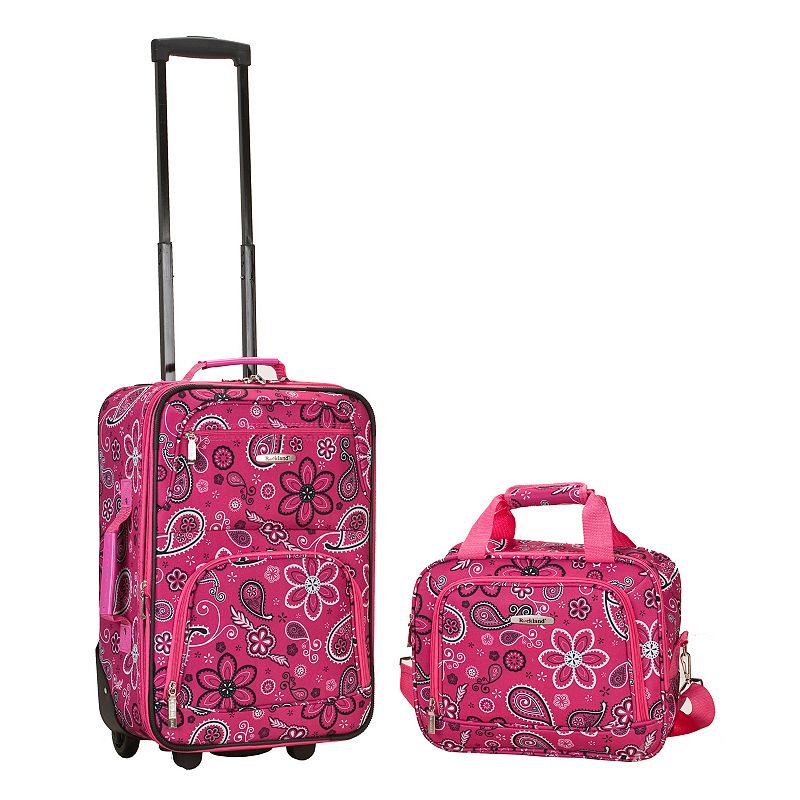 Rockland Print 2-Piece Luggage Set, Pink, 2 Pc Set