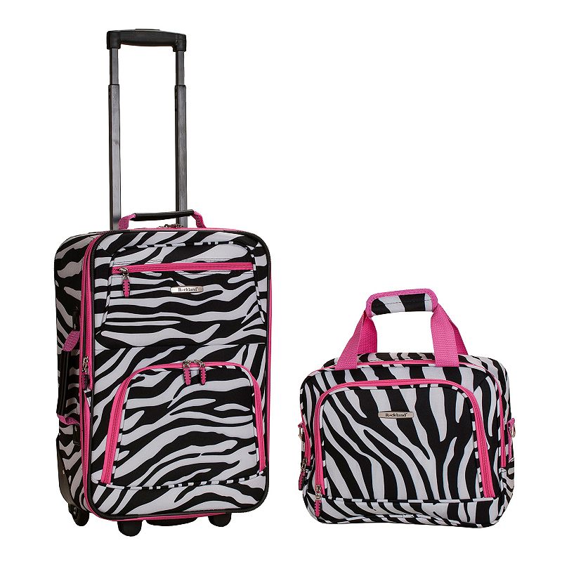 Rockland Print 2-Piece Luggage Set, Pink, 2 Pc Set
