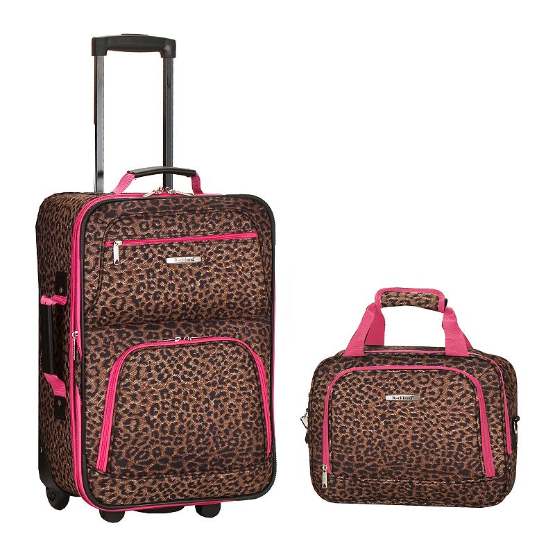 Rockland Print 2-Piece Luggage Set, Pink Leopard