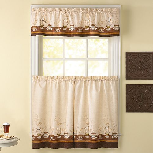 CHF Cafe Au Lait 3pc. Tier Kitchen Curtain Set