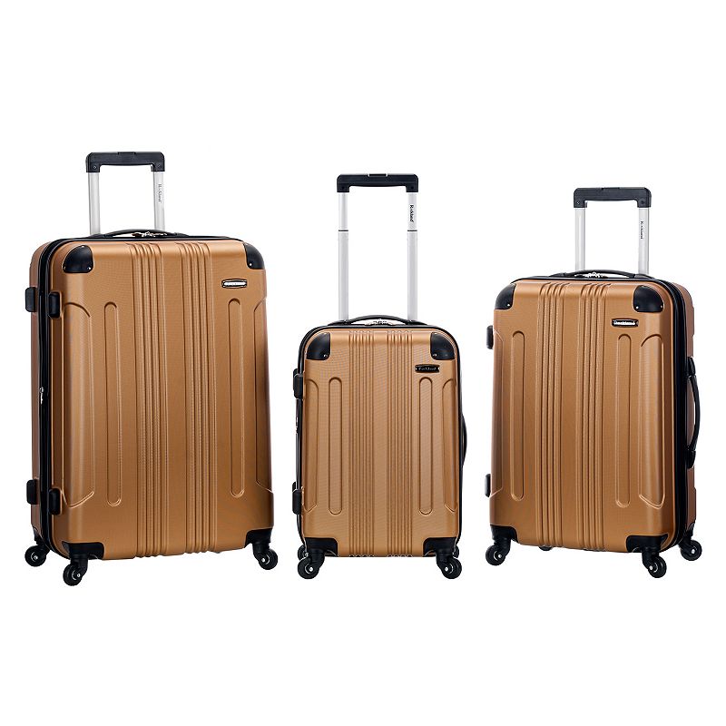 Rockland 20” Unisex 3-Piece Hardside Spinner Luggage Set  Gold