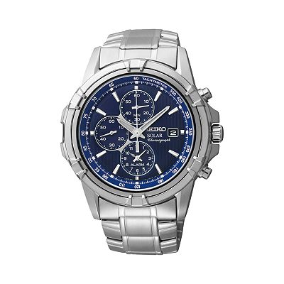 Seiko Men s Stainless Steel Solar Chronograph Watch SSC141