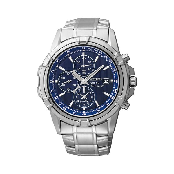 Seiko Men's Stainless Steel Solar Chronograph Watch - SSC141