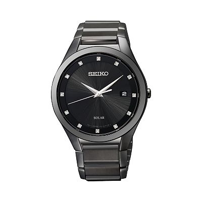 Men's seiko solar black watch best sale