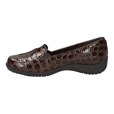 easy street Brown Croc-Trim Slip-On Loafer with Side Zip SZ 8 NWT Easy Street Womens Loafers Shoes Size 8N Brown Croc Embossed  main image 2