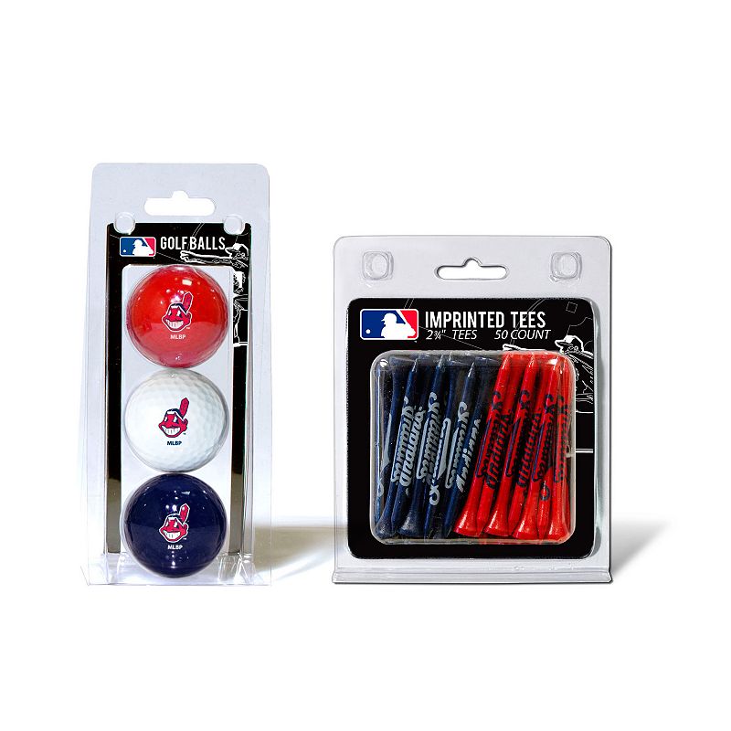 Team Golf Cleveland Indians Ball and Tee Set, Multicolor