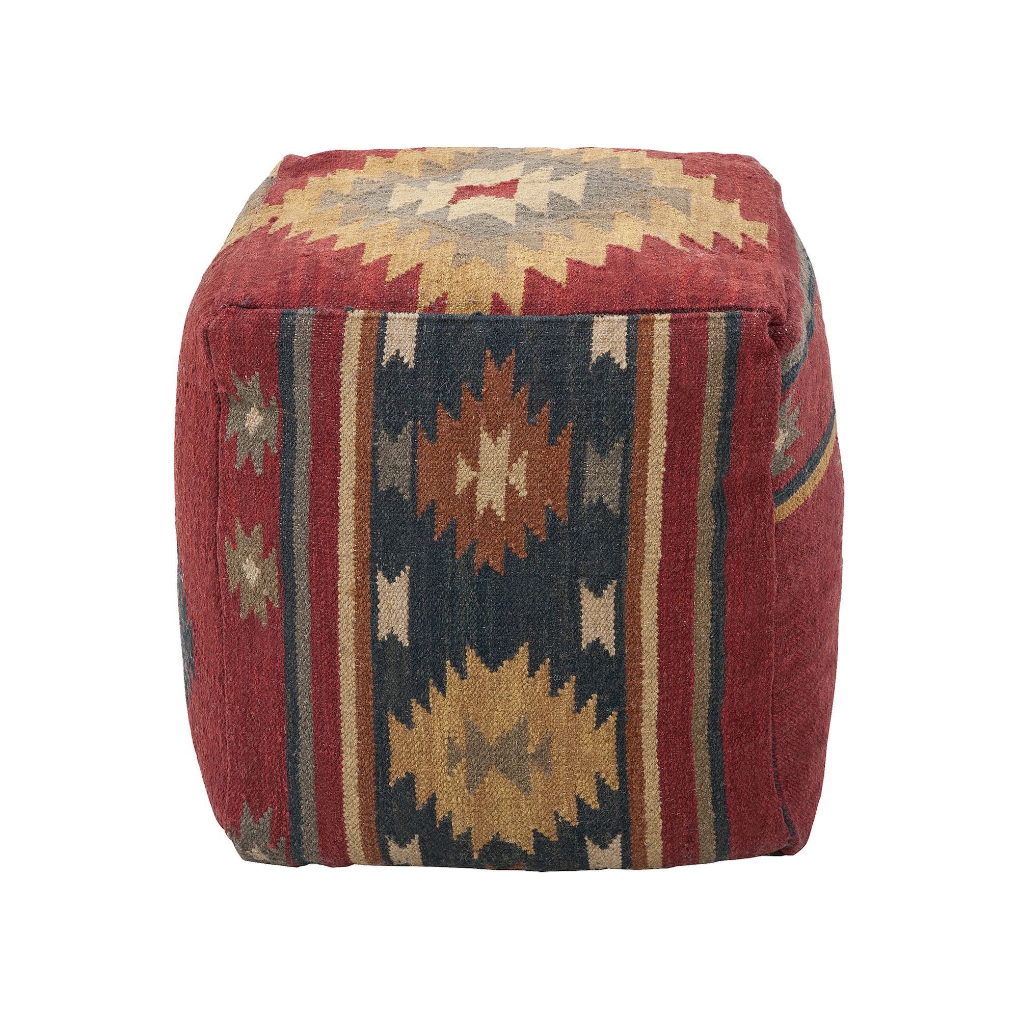 Artisan Weaver Bennet Southwestern Pouf, Red