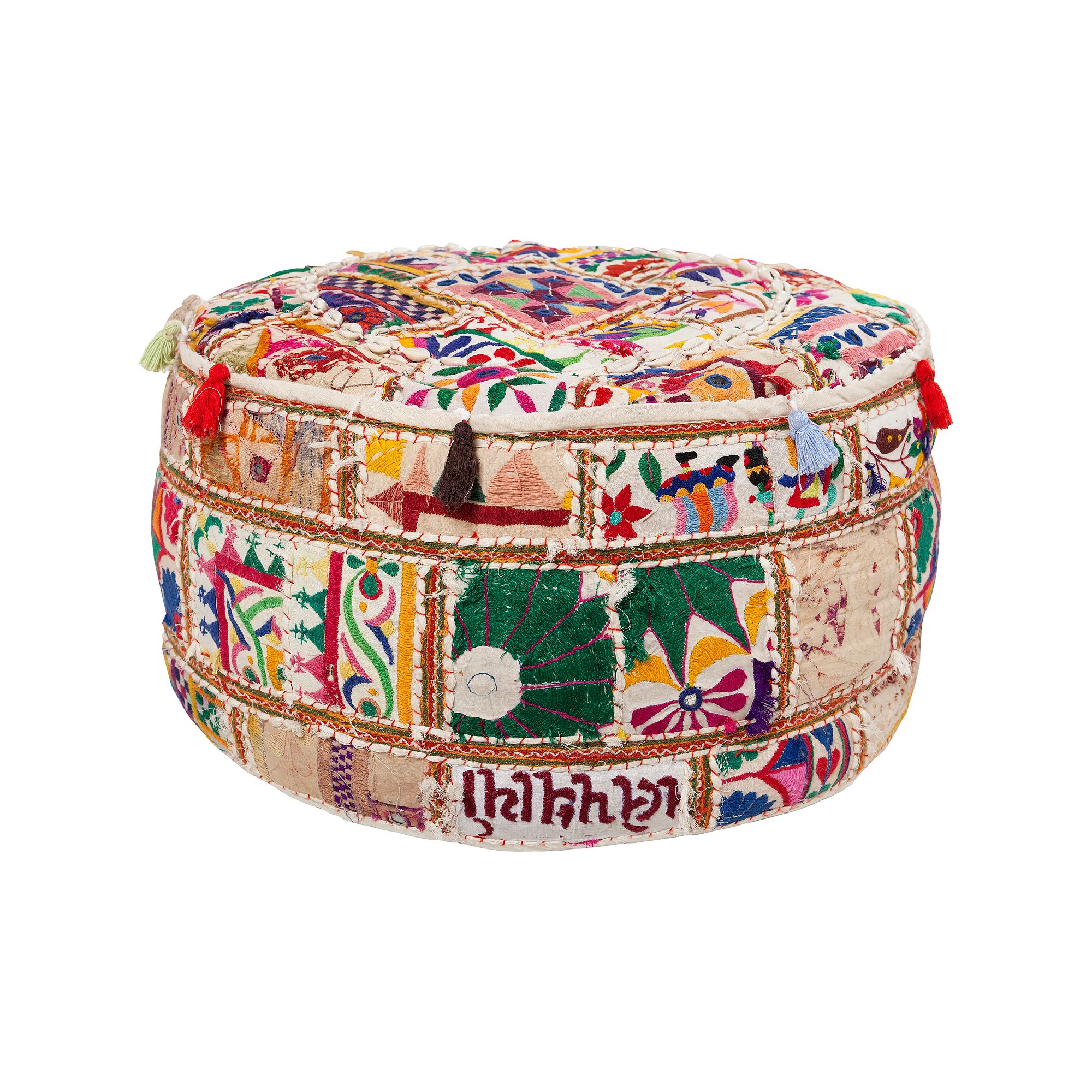 Artisan Weaver Blackwell Patchwork Pouf, Deep  Green