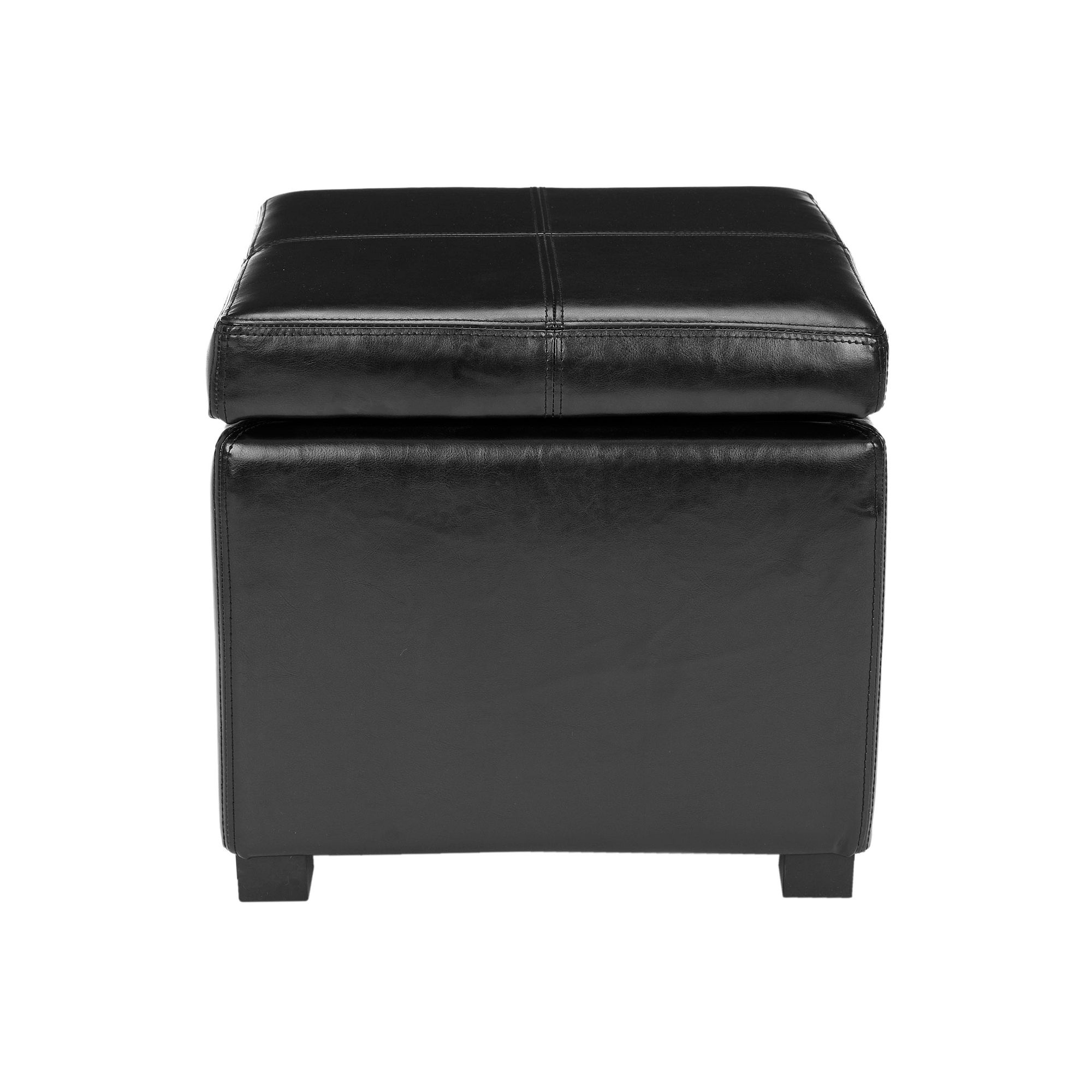 Safavieh Madison Leather Storage Ottoman, Black