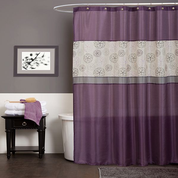 Lush Decor Covina Fabric Shower Curtain, Purple Fabric Shower Curtain