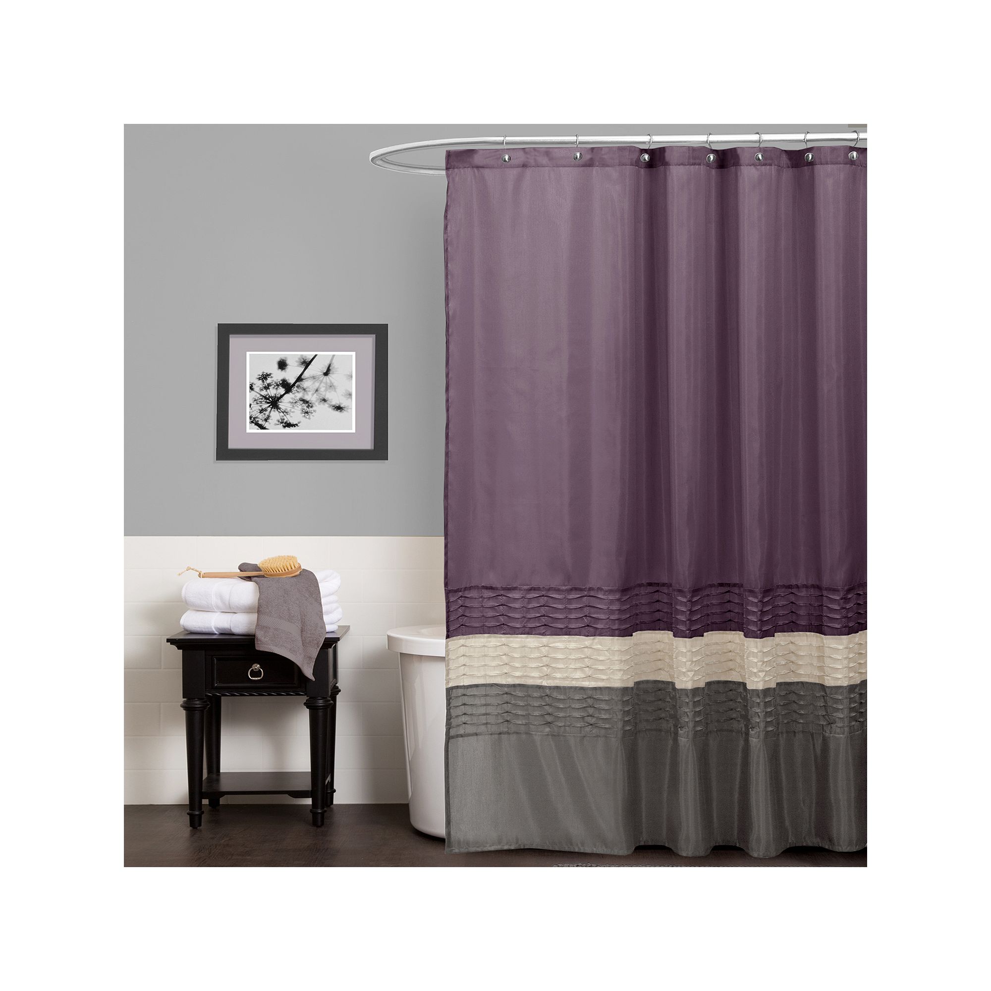 Lush Decor Mia Fabric Shower Curtain, Purple