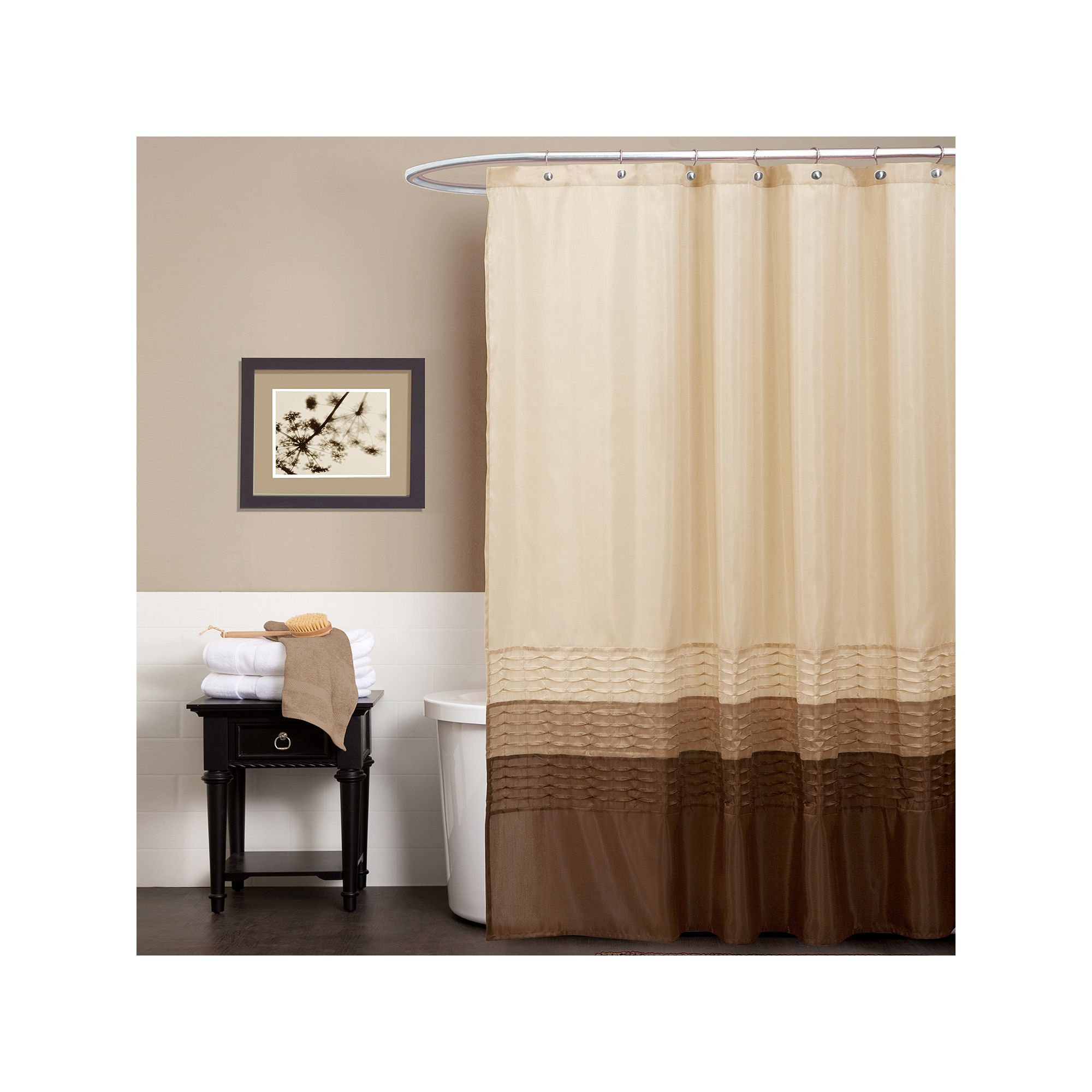Lush Decor Mia Fabric Shower Curtain, Taupe Brown