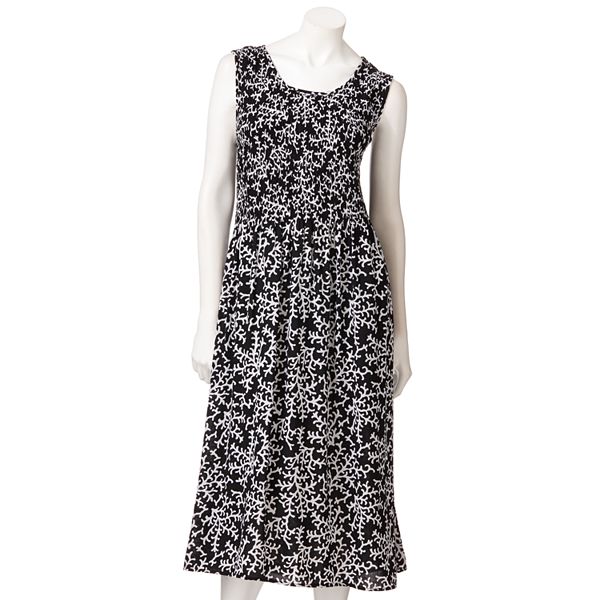 Petite Croft & Barrow® Printed Smocked Challis Dress