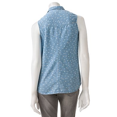 SO Tie-Front Sleeveless Top - Juniors