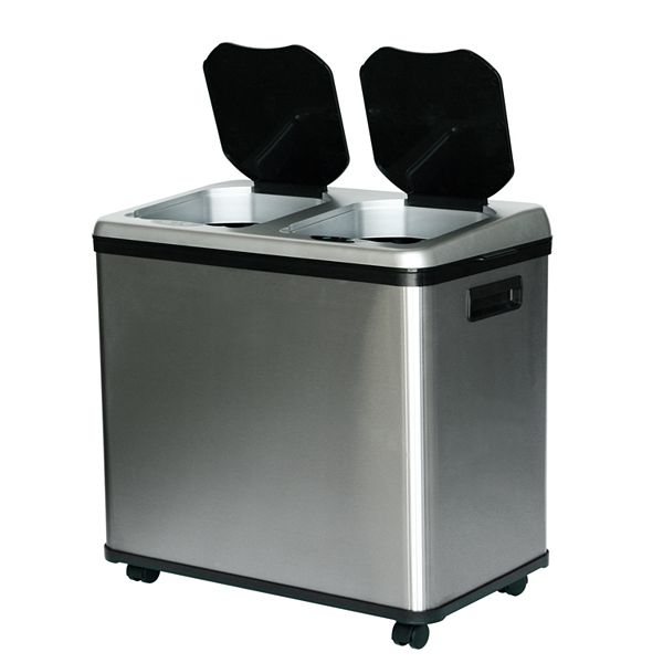 15 Gallon Stainless Steel Trash Can, Portable, 22 lbs.