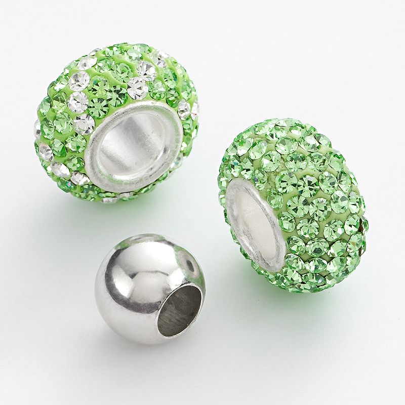Individuality Beads Sterling Silver Crystal, Striped and Round Spacer Bead 