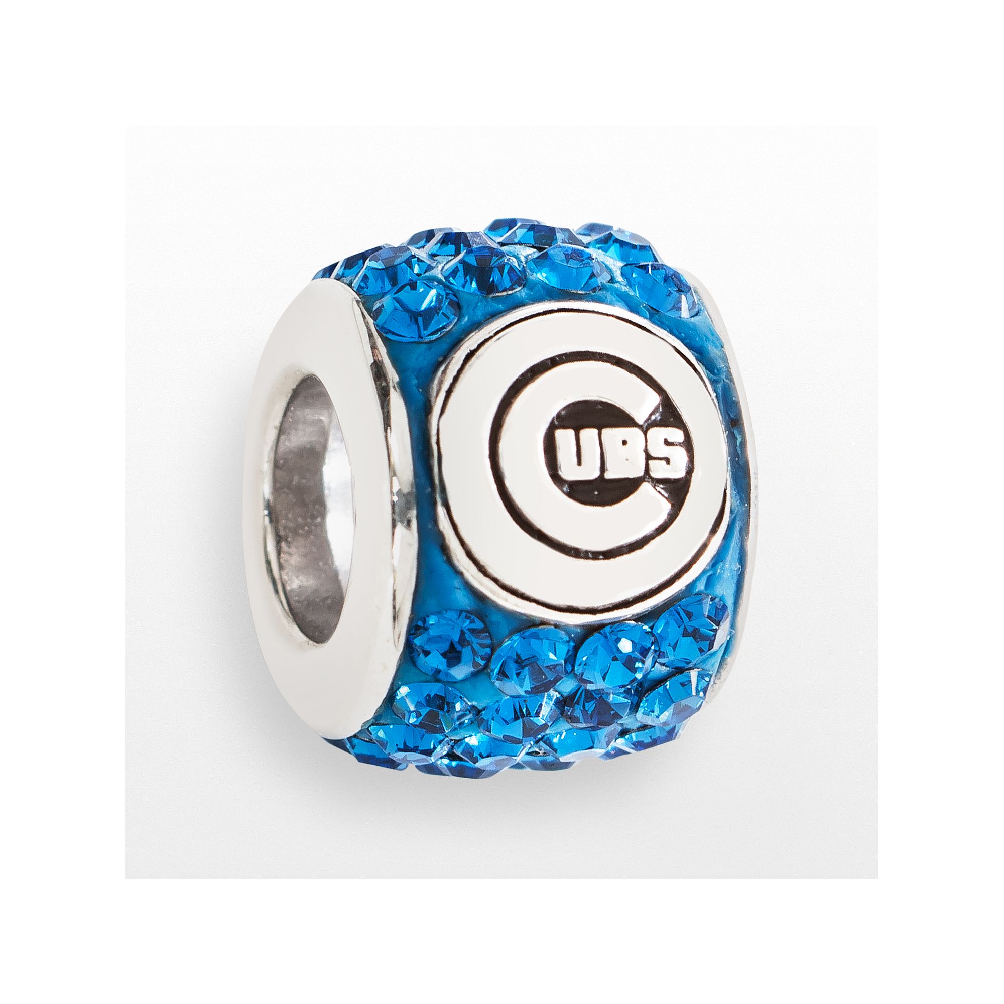 LogoArt Chicago Cubs Sterling Silver Crystal Logo Bead, Womens, Blue