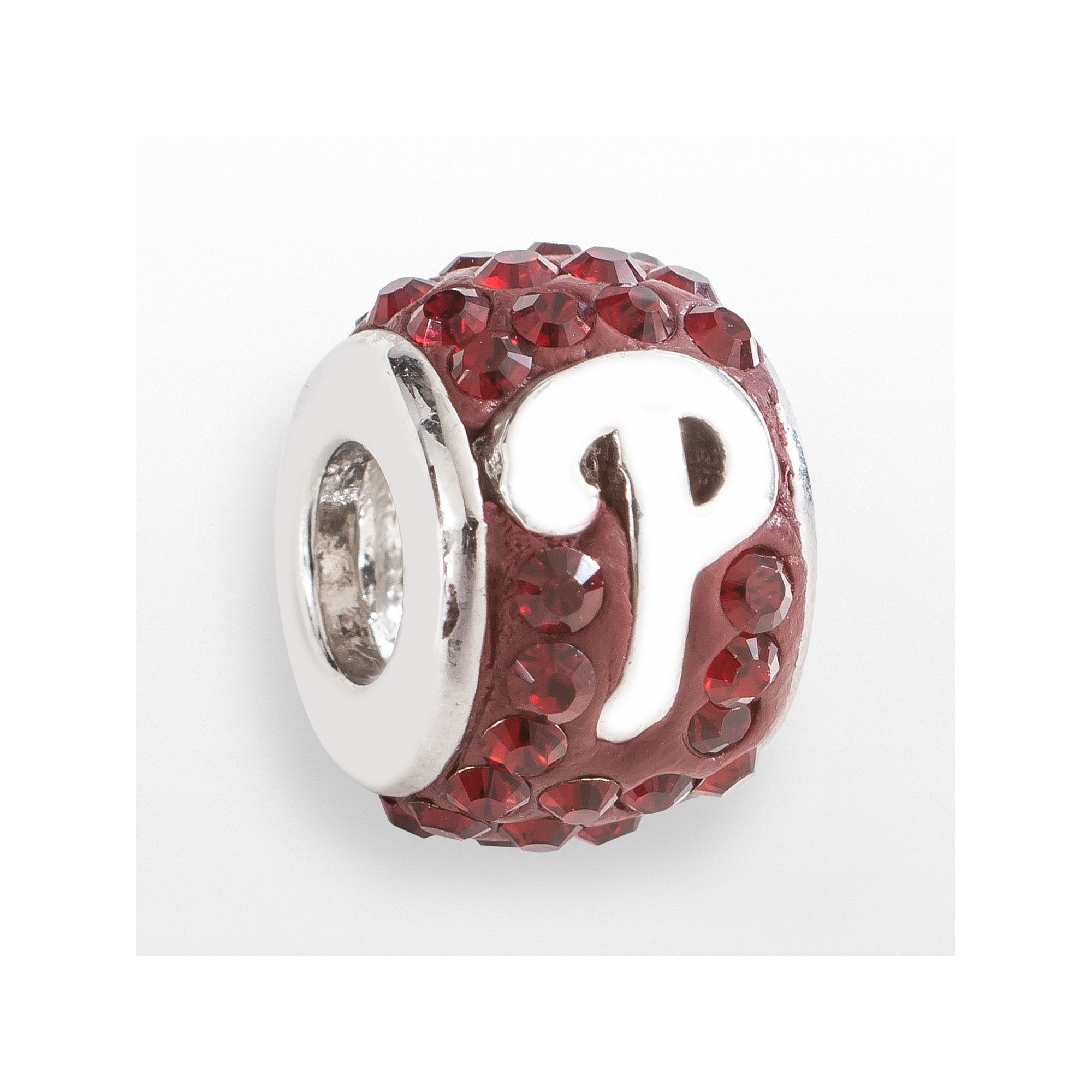 LogoArt Philadelphia Phillies Sterling Silver Crystal Logo Bead, Womens, R