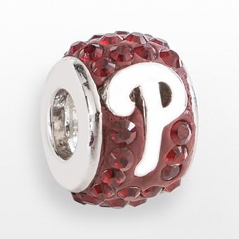 LogoArt Philadelphia Phillies Sterling Silver Crystal Logo Bead