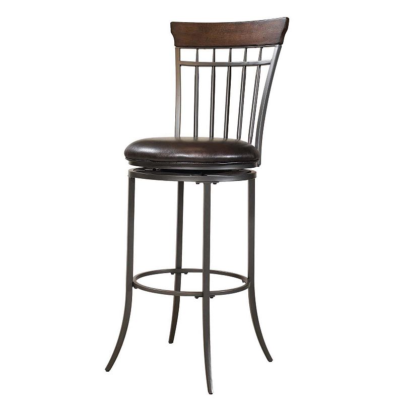 Cameron Slat-Back Swivel Counter Stool, Brown, Furniture