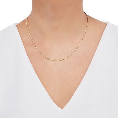 Everlasting Gold 14k Gold 1.8mm Rope Chain Necklace