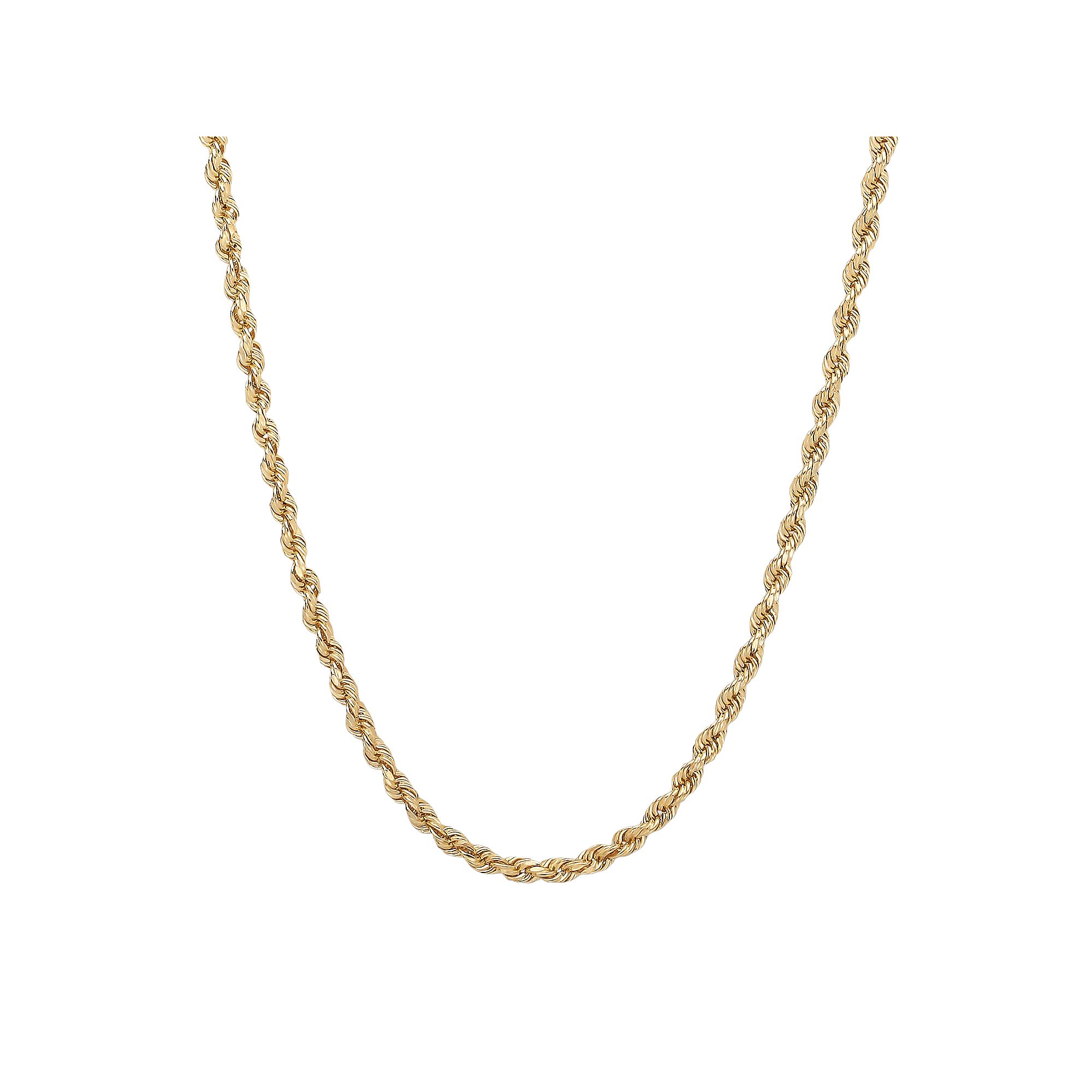 Everlasting Gold 14k Gold Rope Chain Necklace, Womens, Size: 22, Yellow