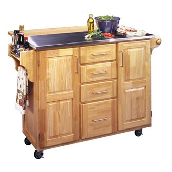 homestyles Stainless Steel Top Kitchen Cart with Breakfast Bar