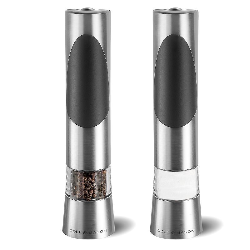 Cole & Mason Richmond Electric Salt and Pepper Grinder Gift Set  Silver/Black