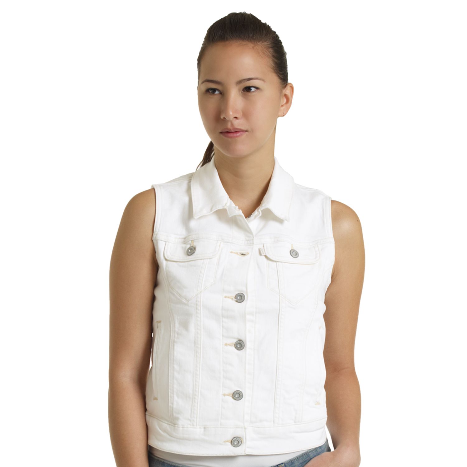 levi's white denim vest