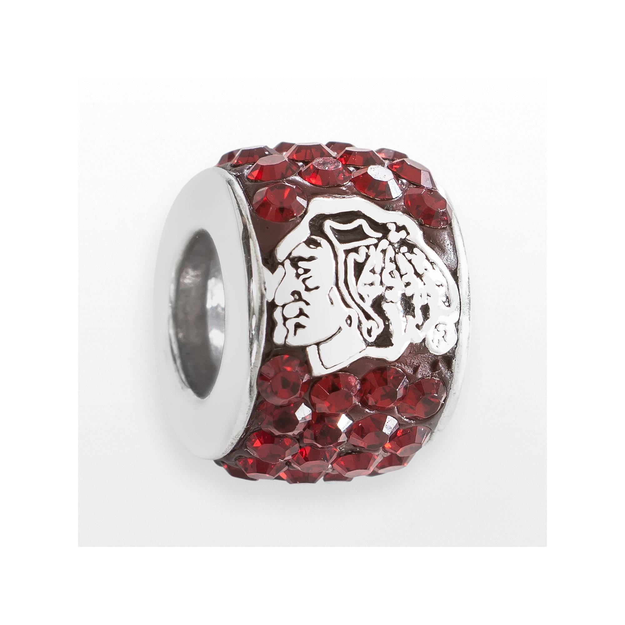 LogoArt Chicago Blackhawks Sterling Silver Crystal Logo Bead, Womens, Siam