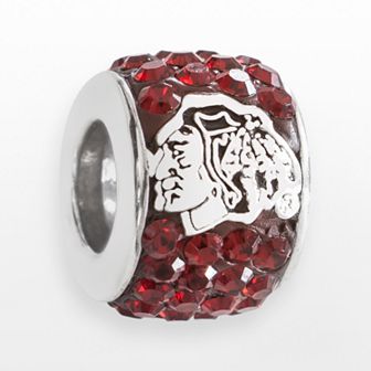 LogoArt Chicago Blackhawks Sterling Silver Crystal Logo Bead