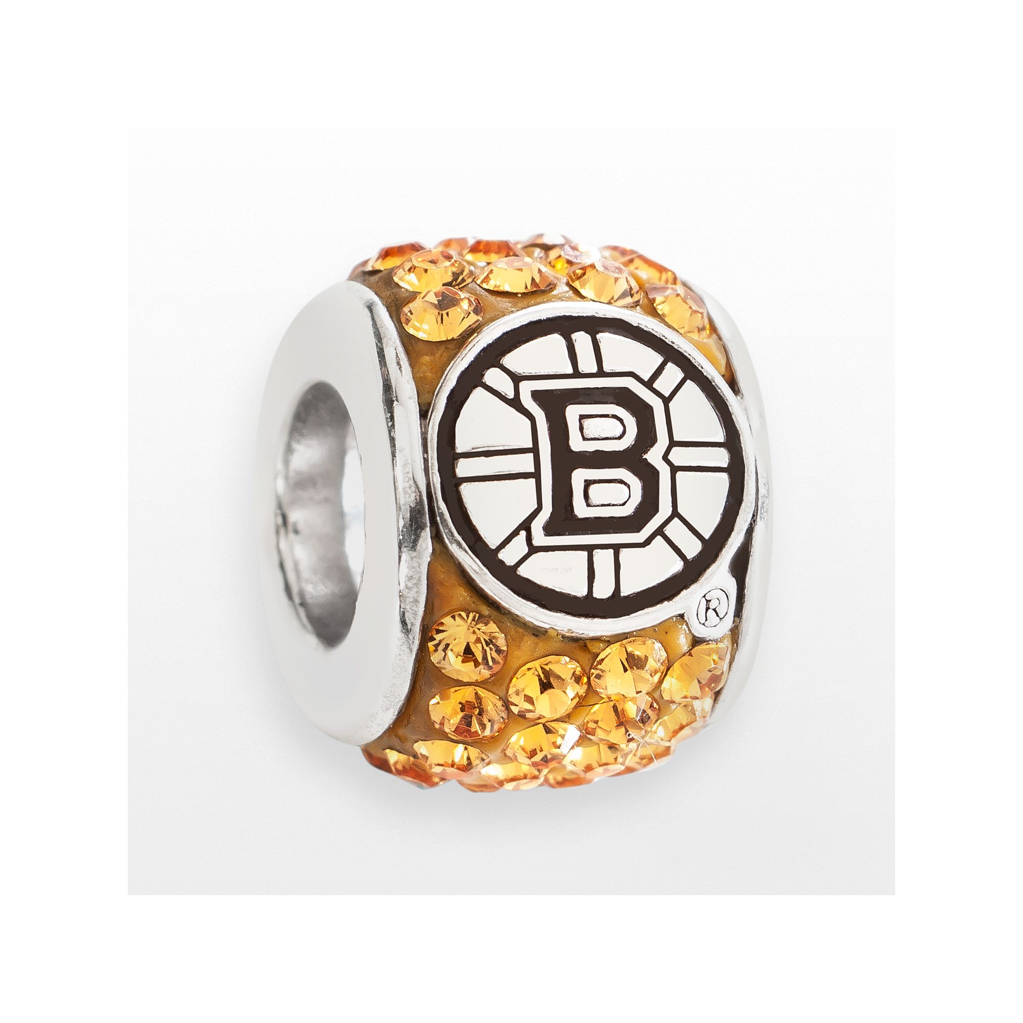 LogoArt Boston Bruins Sterling Silver Crystal Logo Bead, Womens, Topaz