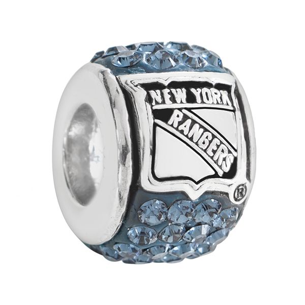 Logoart New York Rangers Sterling Silver Crystal Logo Bead