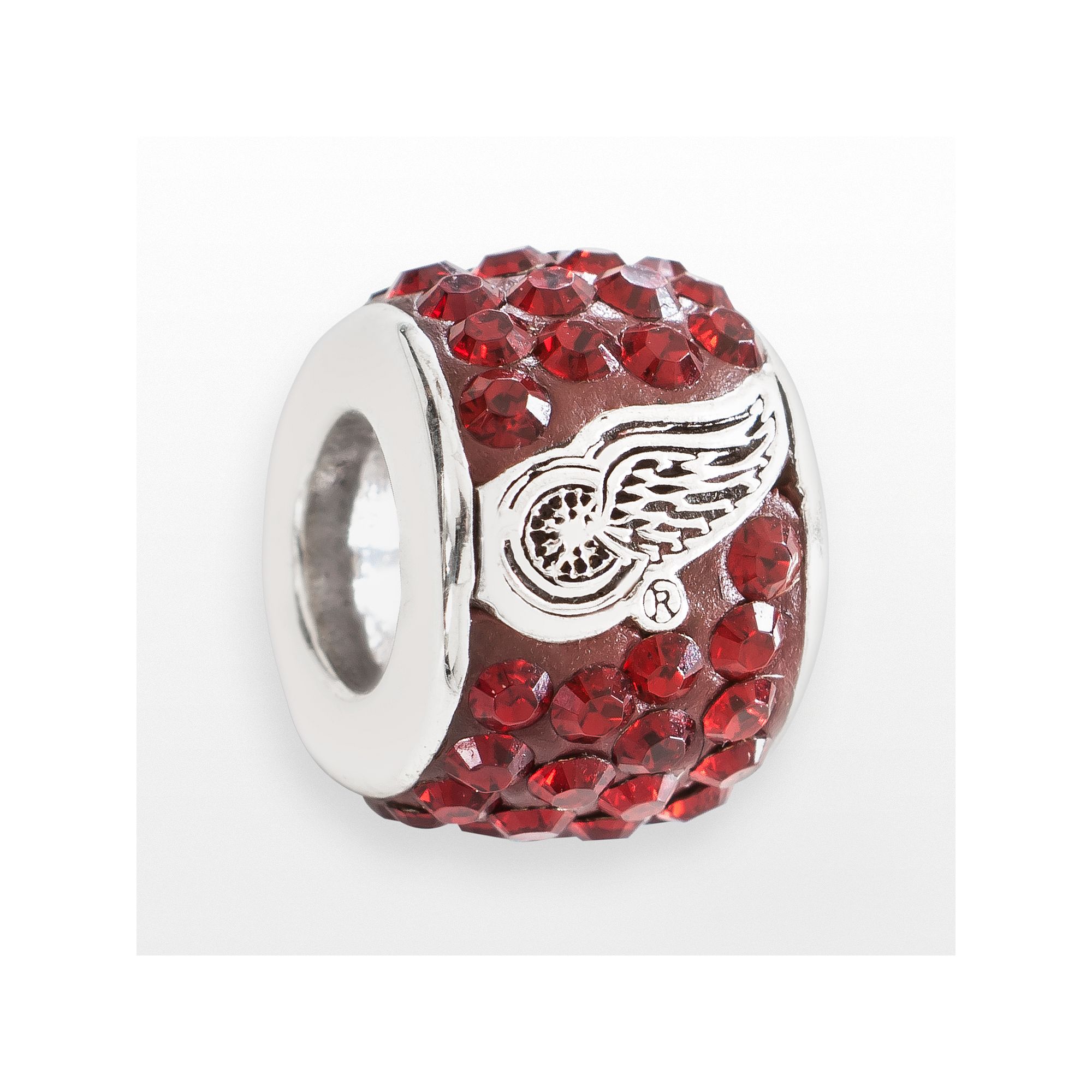 LogoArt Detroit Red Wings Sterling Silver Crystal Logo Bead, Womens, Siam