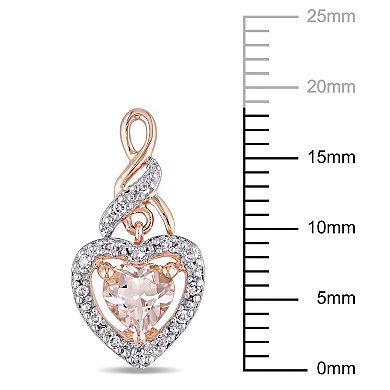 Stella Grace 10k Rose Gold 1/8-ct. T.W. Diamond and Morganite Heart Drop Earrings